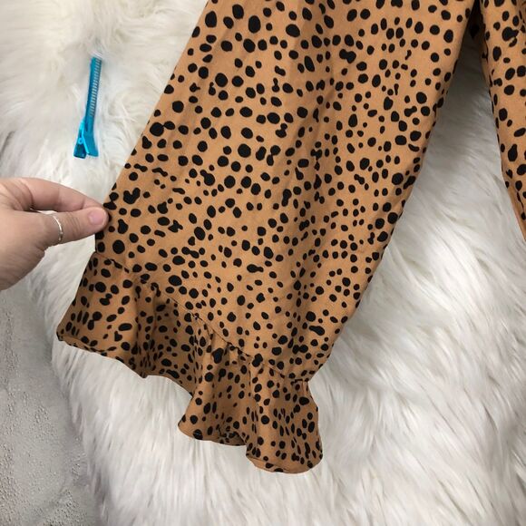 NWT Women’s Faux Wrap Jumpsuit, Leopard Print, Lightweight Poly, Wide Leg SZ M - Picture 6 of 9